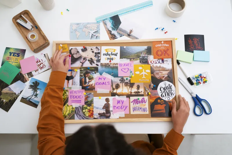Creative ideas taking shape on an inspiration board